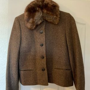 Ralph Lauren faux fur trimmed jacket
